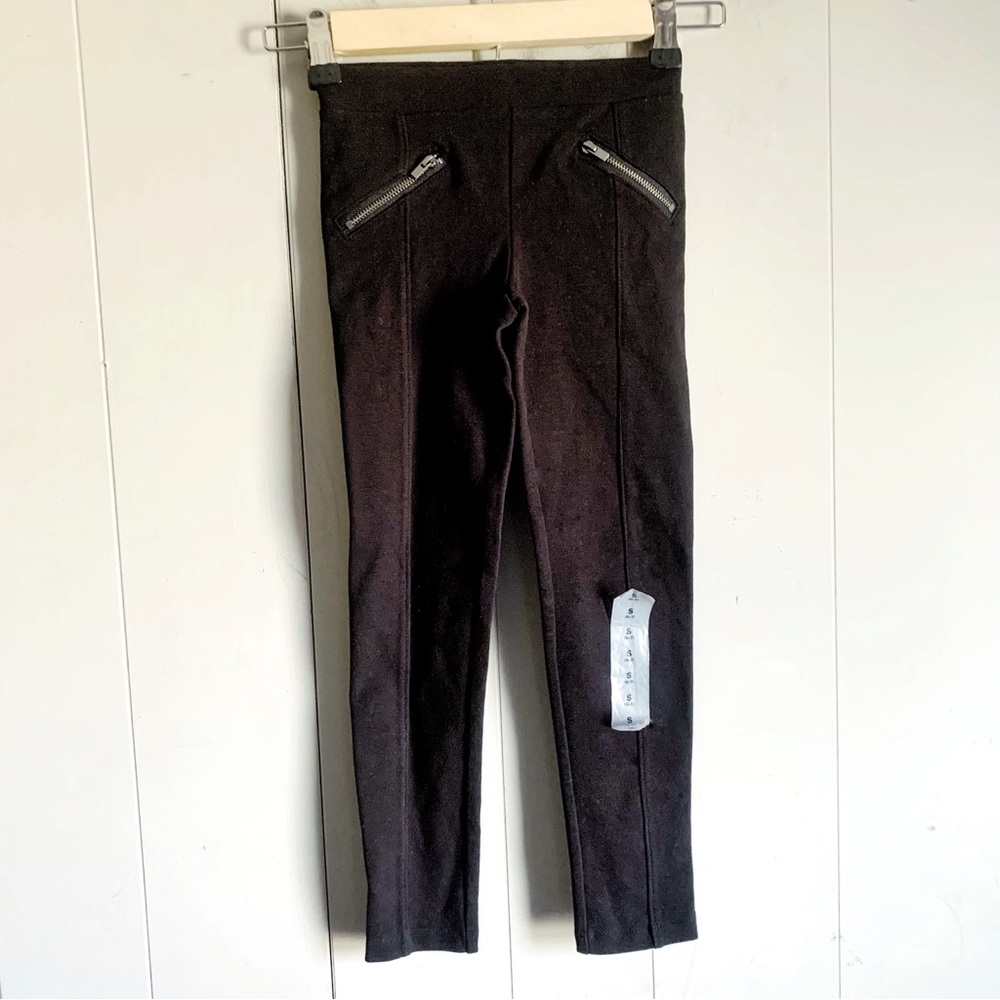 OLD NAVY Black Ponte Zip Detail Leggings Girls Small